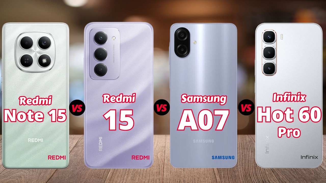 Redmi Note 15 vs Redmi 15 vs Samsung A07 vs Infinix Hot 60 Pro