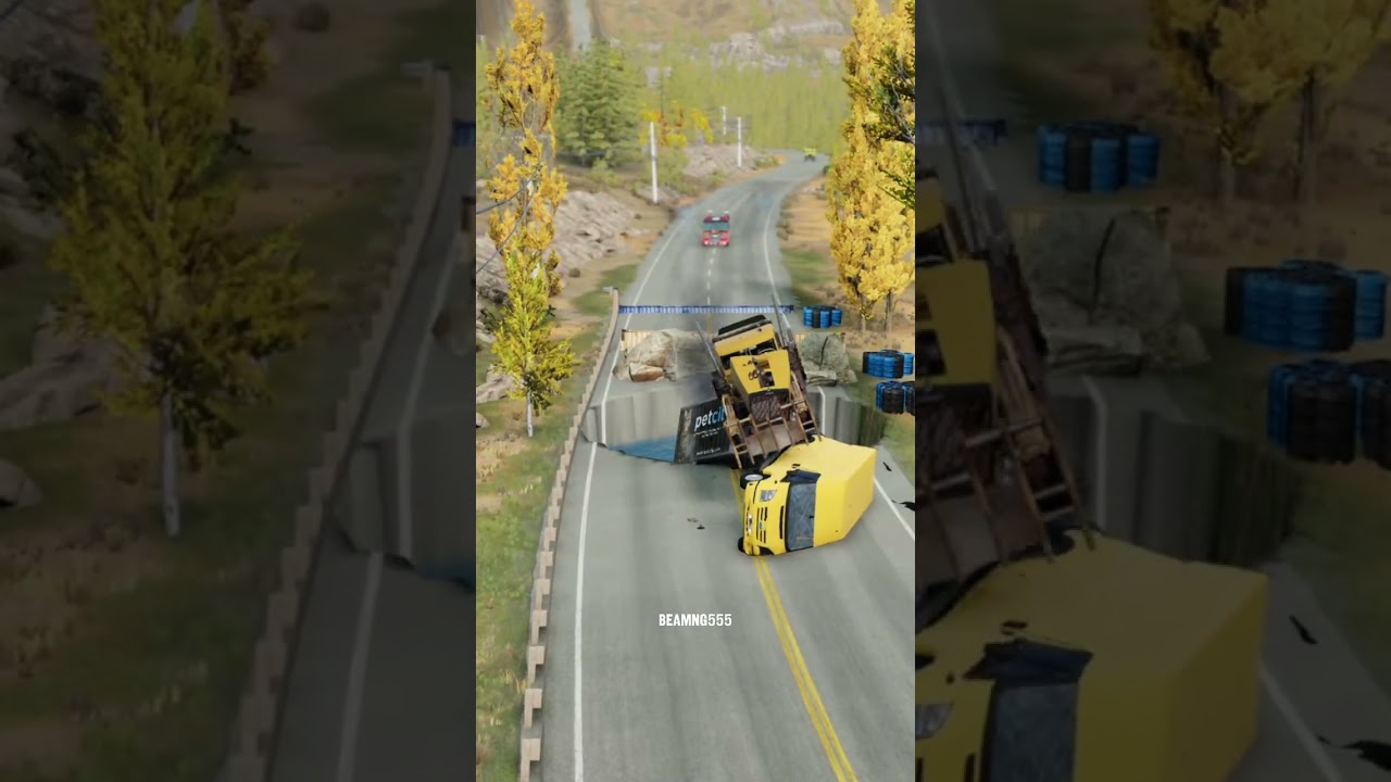 Trucks vs Speed bump e Water Pit #001 🟥 #truckcrashes #truckfails #flatbedtruckmcqueen