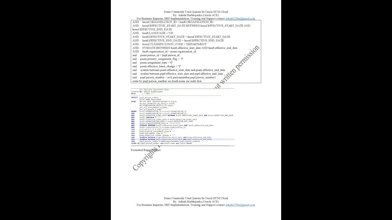 Some Commonly Used Queries In Oracle HCM Cloud.