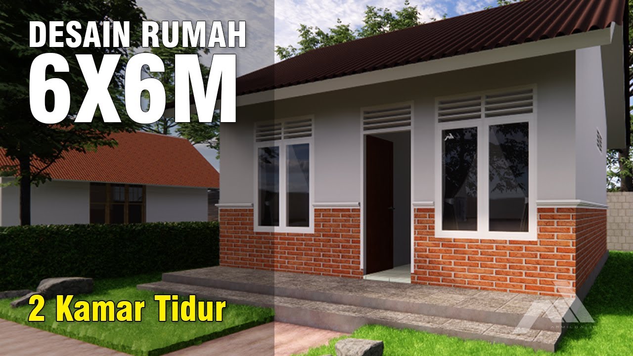 DESAIN RUMAH 2 KAMAR TIDUR || 6X6 METER || TAMPILAN DINDING BATA EKSPOS