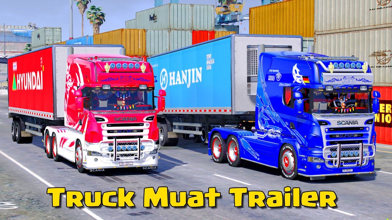 BAWA TRUCK MUAT TRAILER BESAR SCANIA DI GTA 5 Indonesia