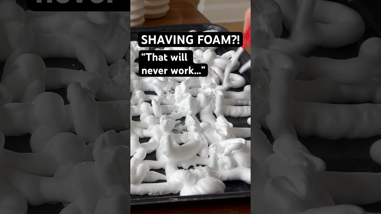 That will NEVER work&hellip; 😉 Shaving foam pottery decorating! #pottery #ceramic #diycrafts