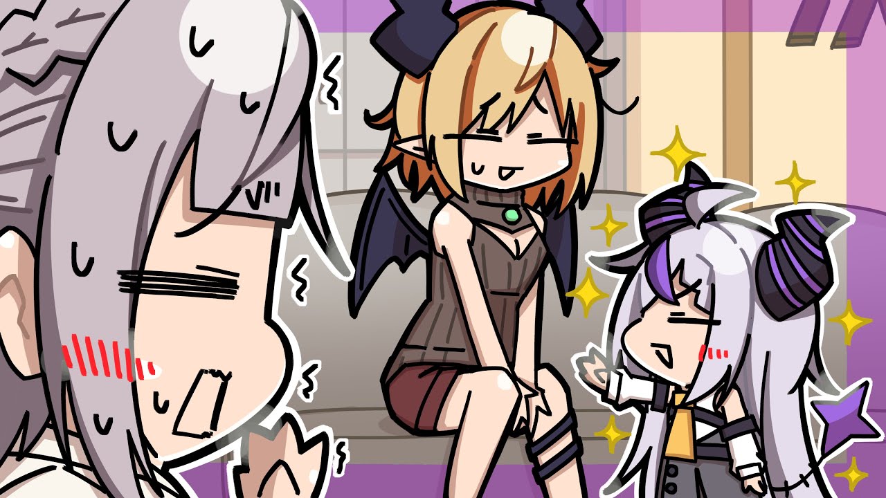 子どもみたいなラプ様の可愛さにドキドキしてる団長【ホロライブ切り抜き漫画】【白銀ノエル/ラプラス・ダークネス/癒月ちょこ/風真いろは】【手描き】