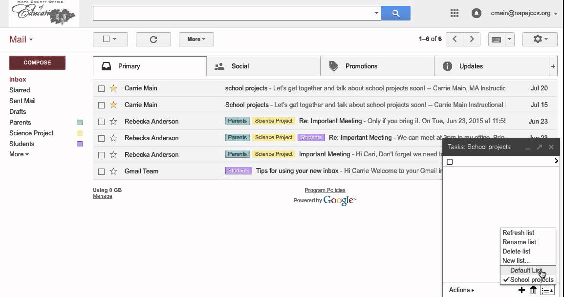 Using Multiple Task Lists in Gmail