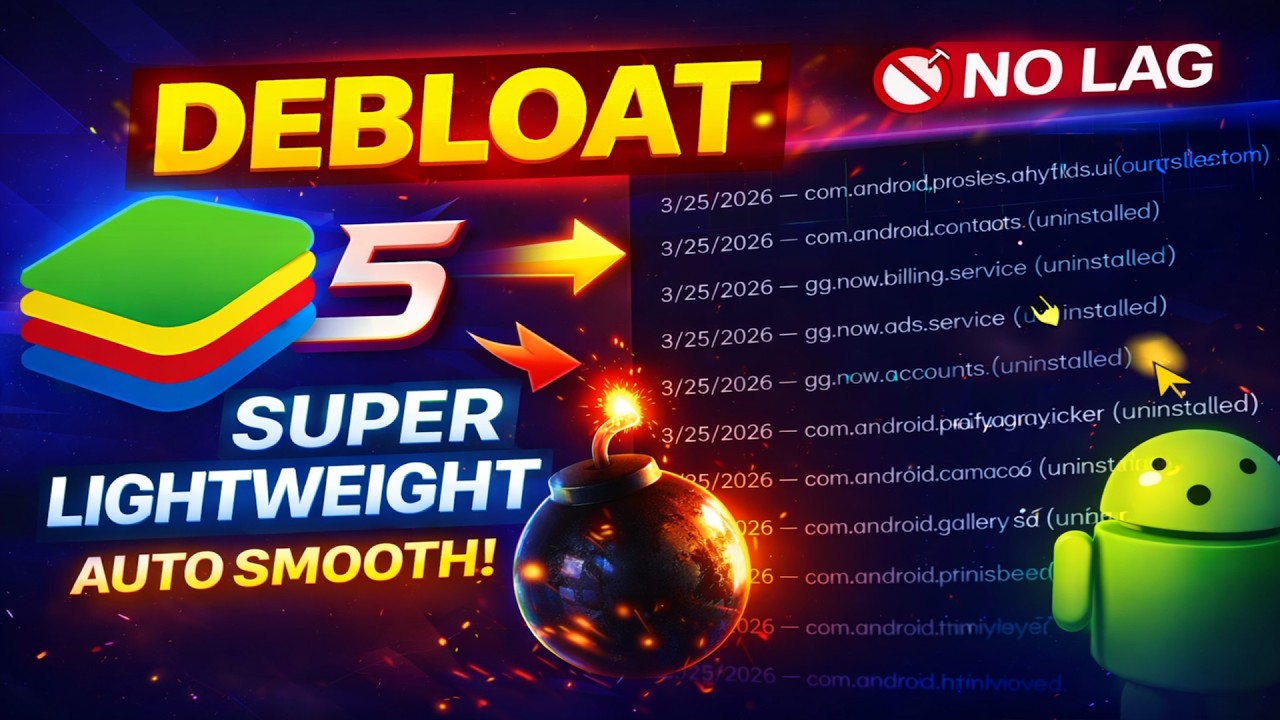 DEBLOAT BLUESTACKS 5 TO MAKE IT SUPER LIGHT 🚀 NO LAG, AUTO SMOOTH!
