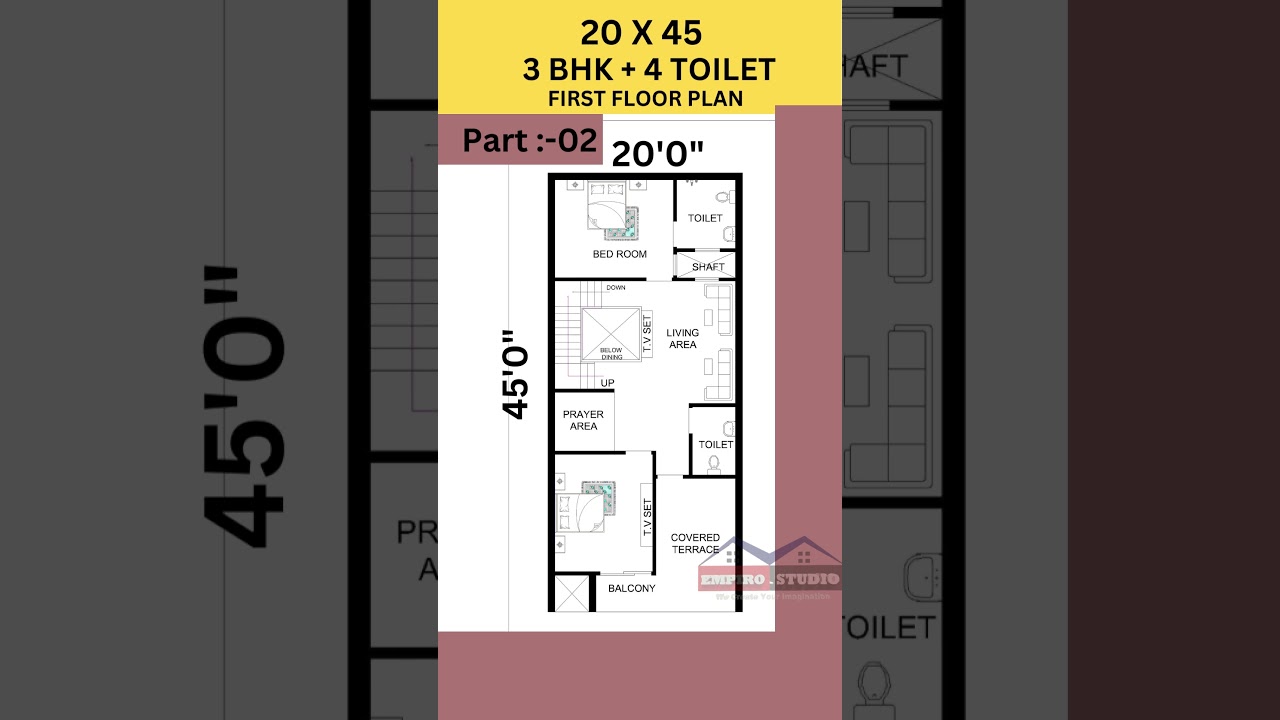 part   2 first floor plan design of 20 x 45 feet plot size #3delevation #house #viral #3danimation