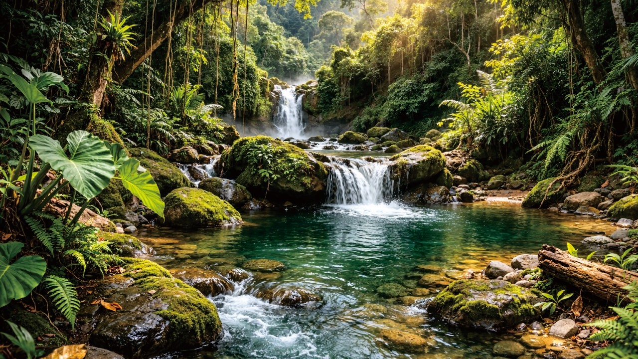 Peaceful River Water , with Soft Birds Chirping, Calming Forest Natural Relaxing