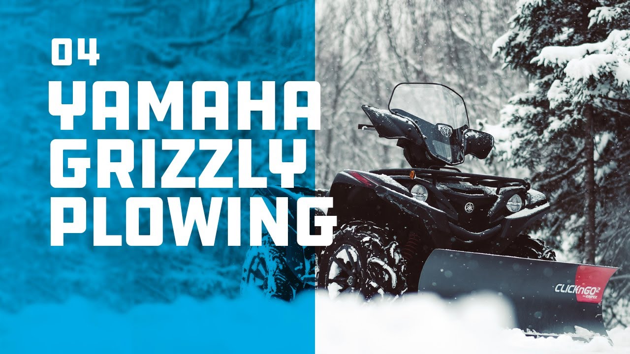 Ep04 - Yamaha Grizzly plowing snow with Click N Go 2.