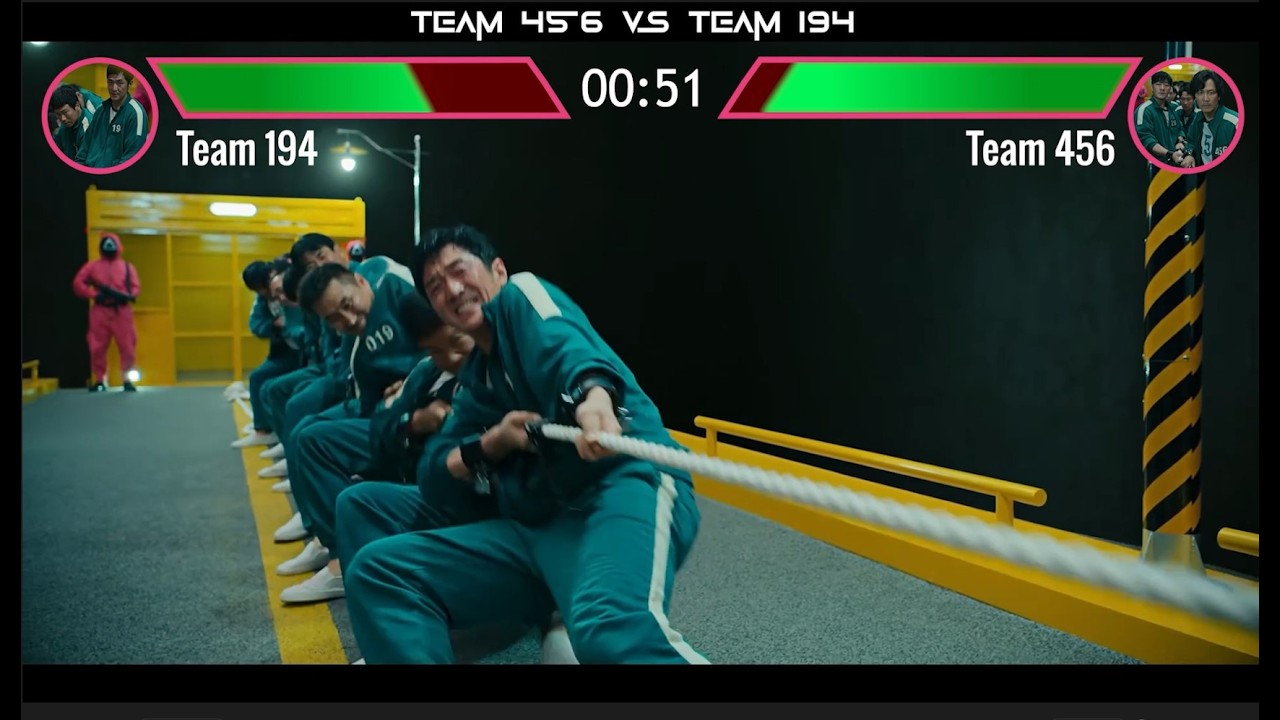 Squid Game - Tug of War Team battle with healthbars