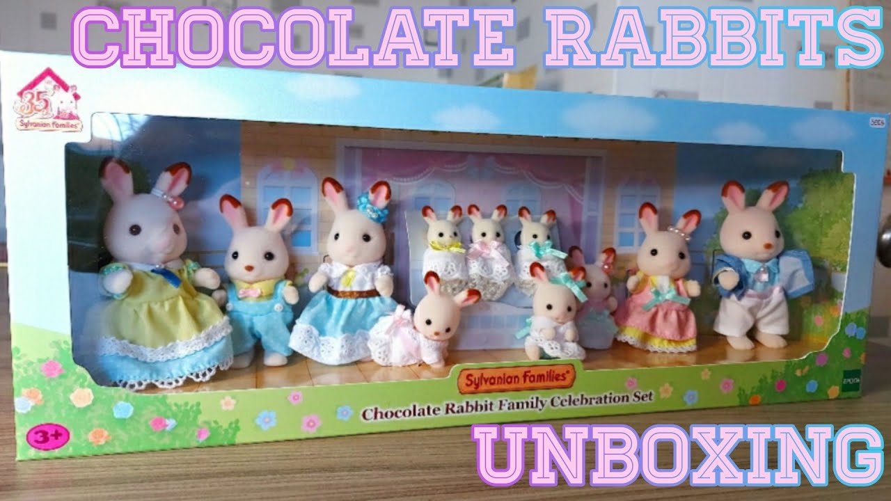 Sylvanian Families/Calico Critters 35th Anniversary Chocolate Rabbit Family Celebration Set Unboxing