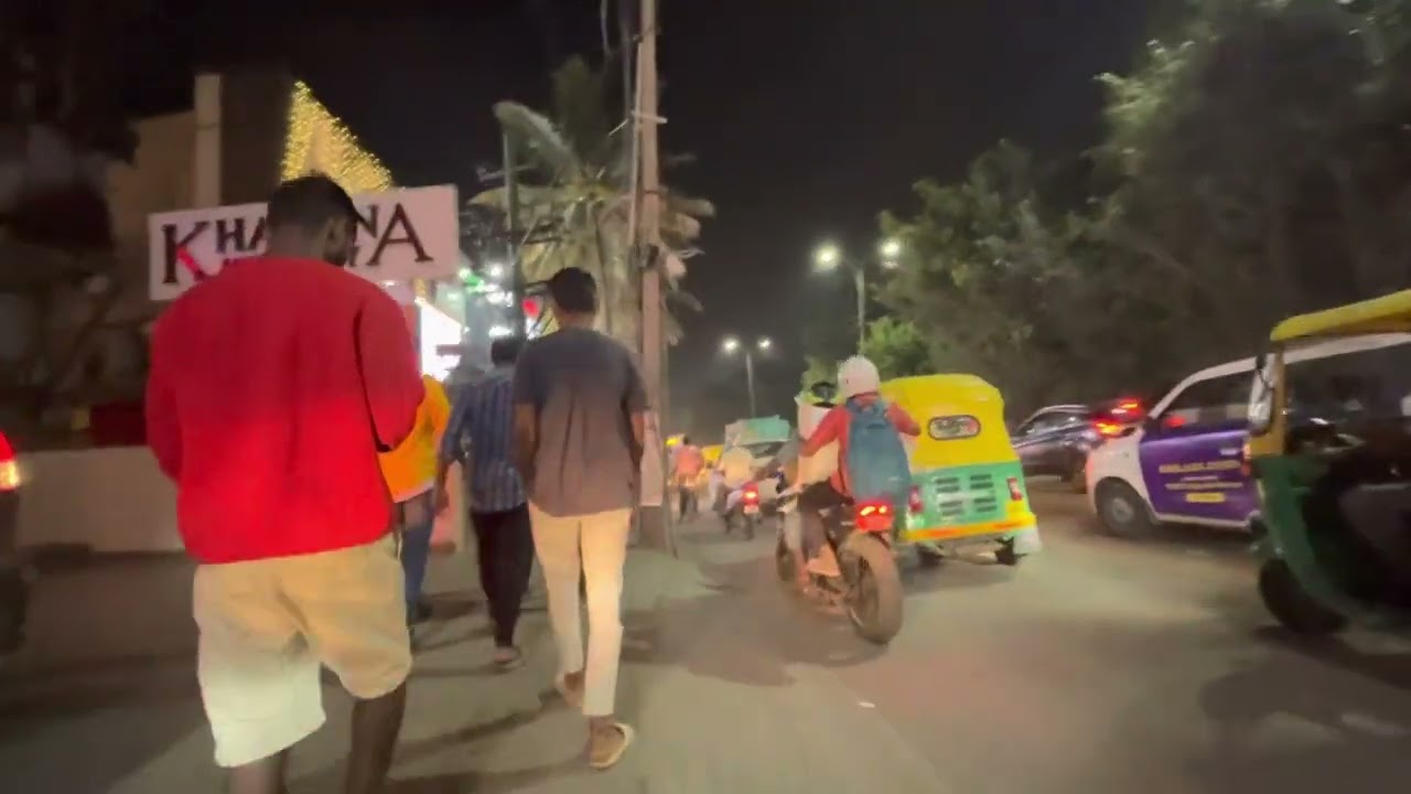 Marathahalli bridge to Vinayaka theatre [4K], Marathahalli Bangalore || Walk In The Streets
