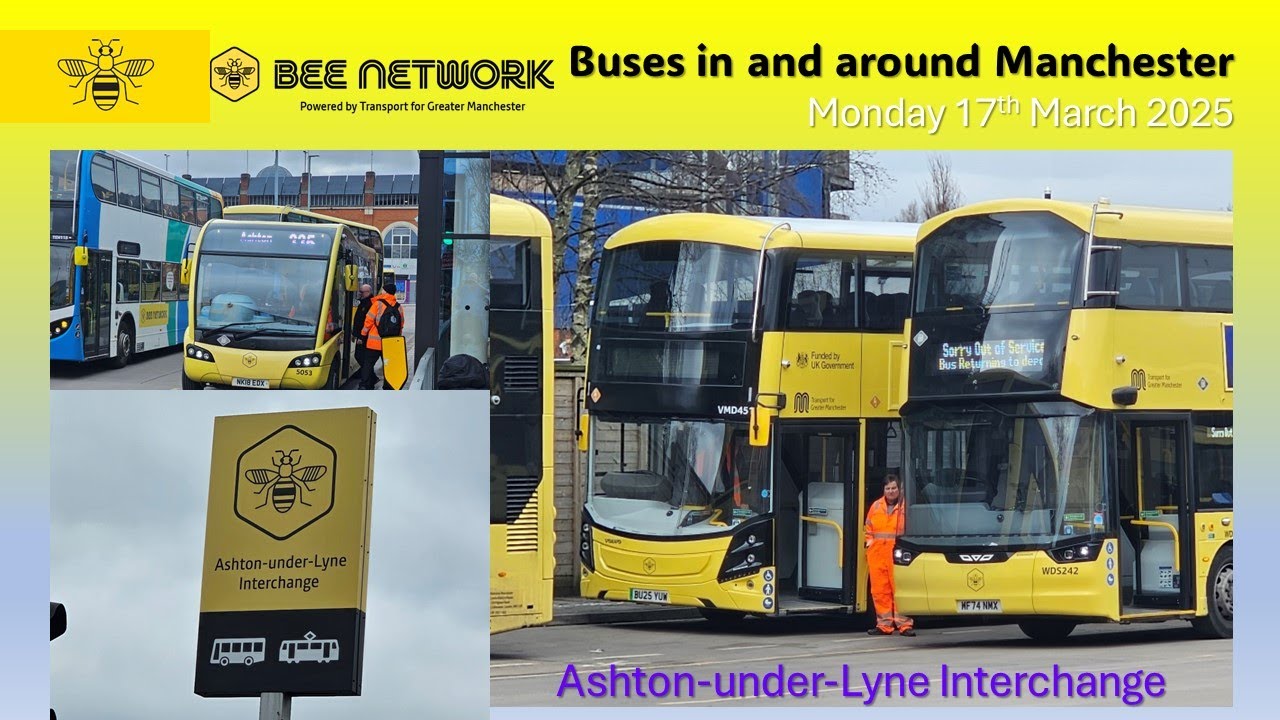 747 - BEE NETWORK buses in Ashton under Lyne on Monday 17th March 2025