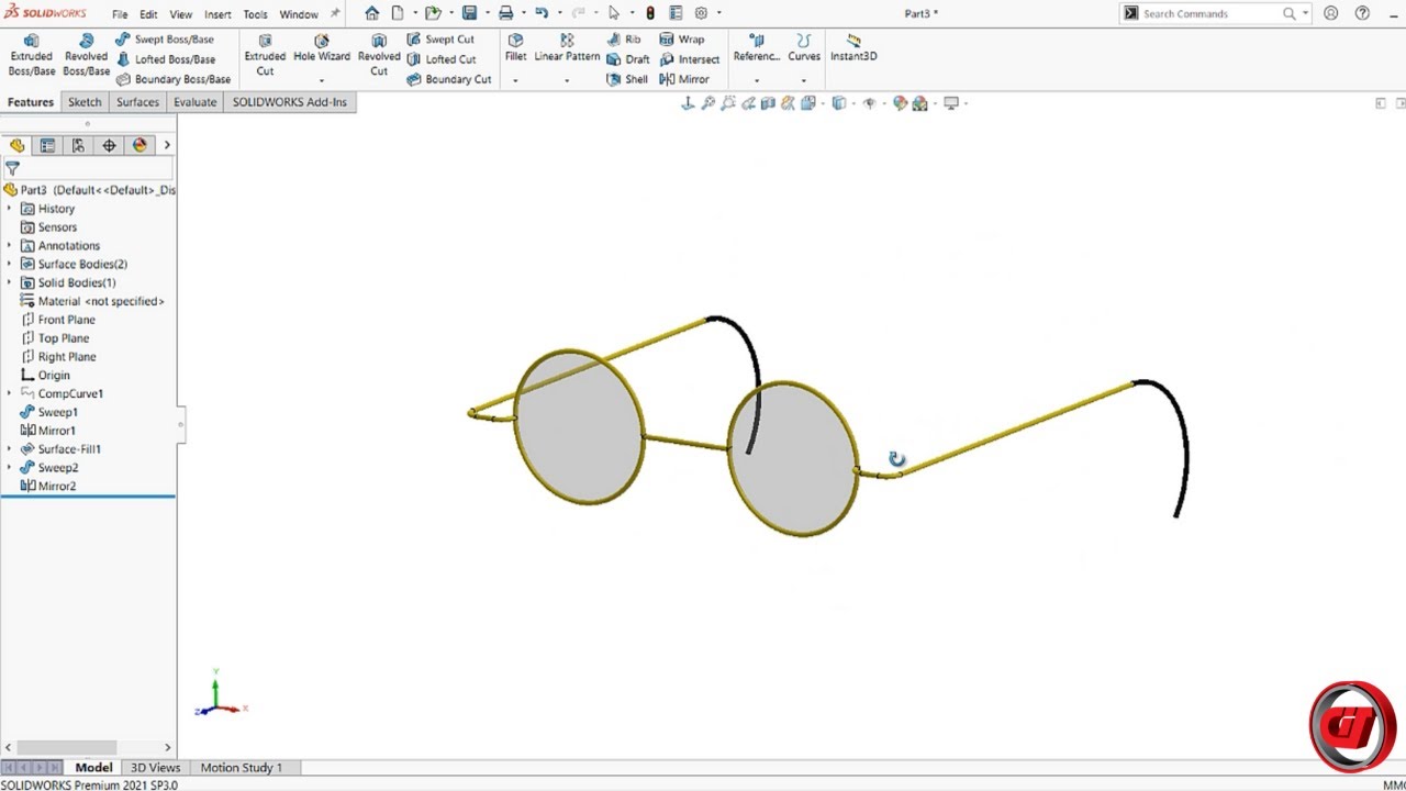 SOLIDWORKS Design Tutorial | Glasses | CSTI Designs