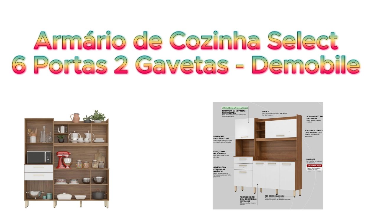 Armário de Cozinha 6 Portas 2 Gavetas Select Demobile #montagem #cozinha #passofundo#riograndedosul