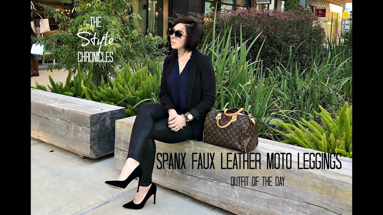 Spanx Faux Leather Moto Leggings - Outfit of the Day