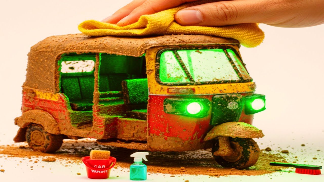 The surreal cleaning processing of a 1:24 Scale Auto Rickshaw - After an Extreme Off-Road Adventure🥵