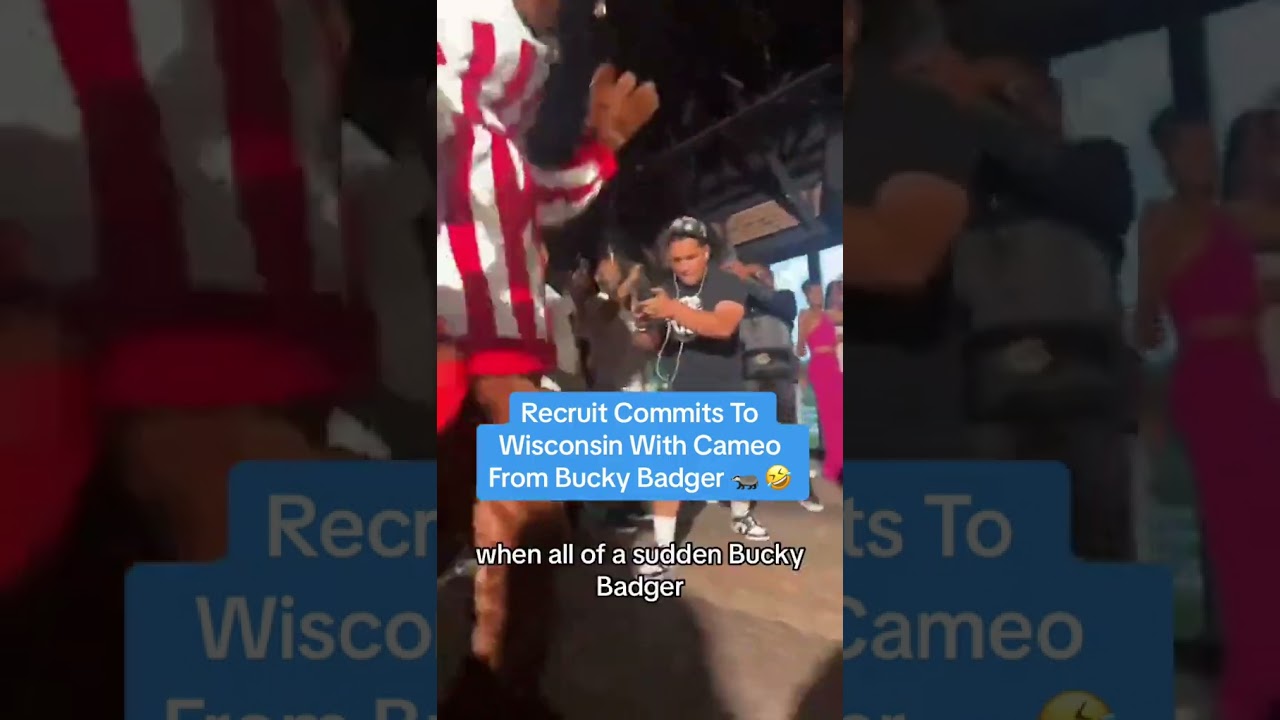 Football Recruit Commits to Wisconsin With Surprise Cameo From Bucky Badger 🦡 #shorts