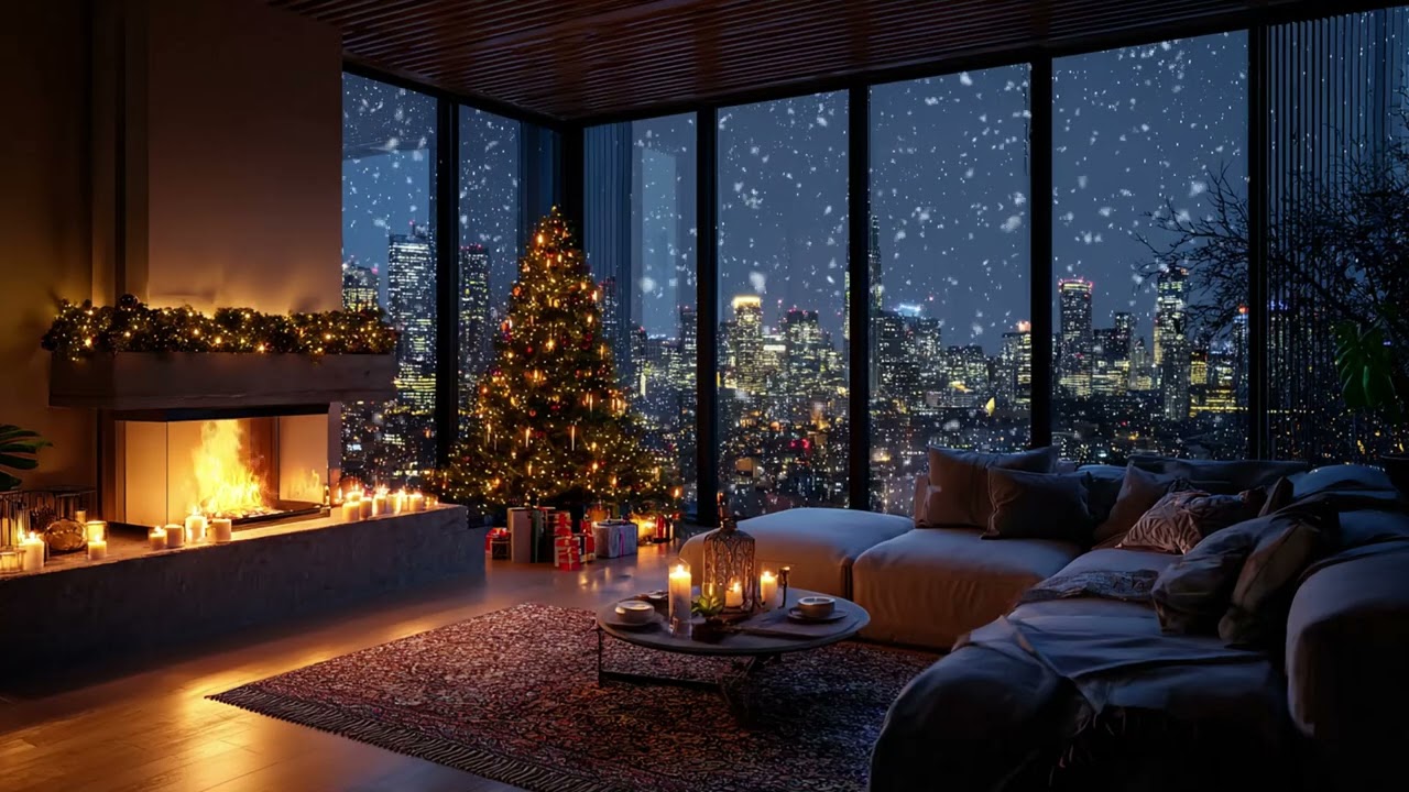 Warm Winter Cabin With Soft Piano Snow And Wind Sounds For Restful Sleep All Night