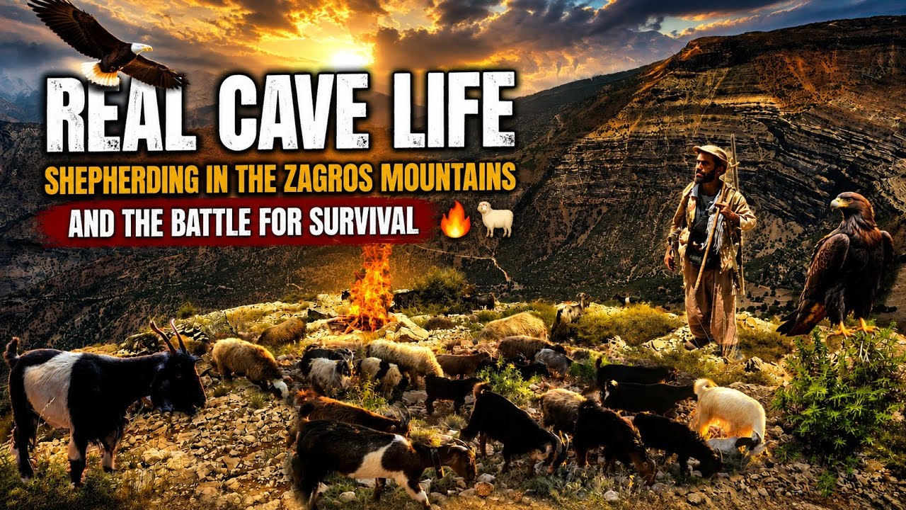 🏔️Real Cave Life|Shepherding in the Zagros Mountains and the Battle for Survival in the Wild 🔥🐑
