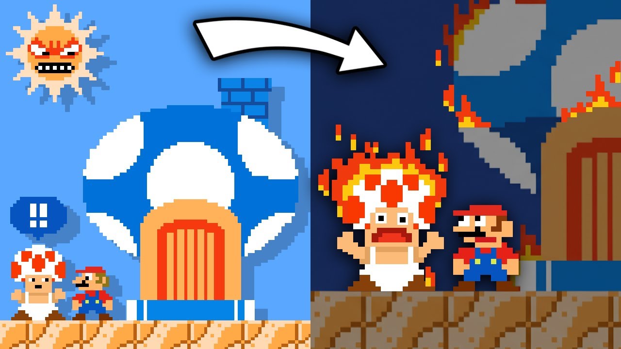 Mario, but Toad's house is on FIRE?!