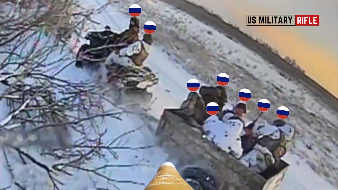 Ukrainian FPV Drones Wipe Out Russian Troops Attempts to Jump Out of ATV Trailer Crossing