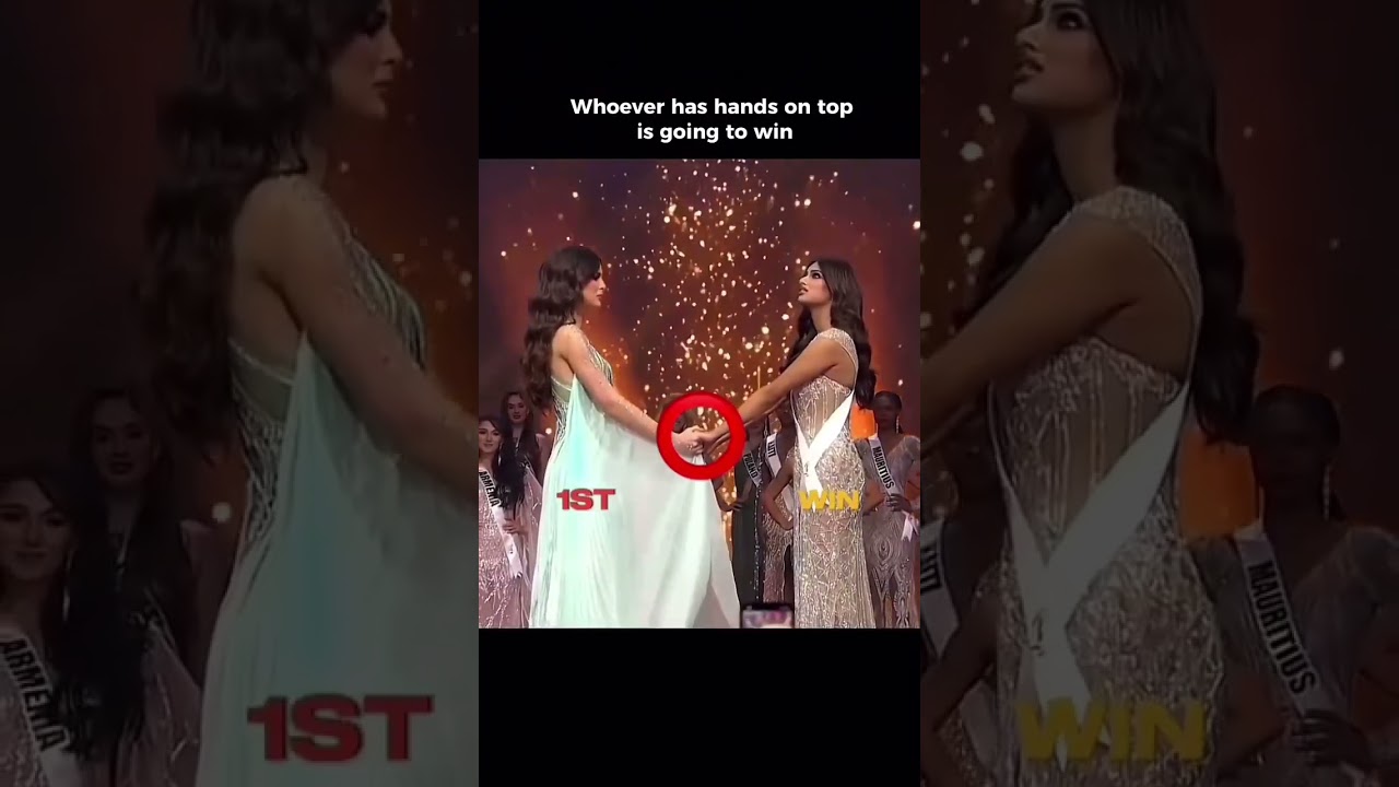 who ever has hand on the top going to win👑 #missuniverse #shorts