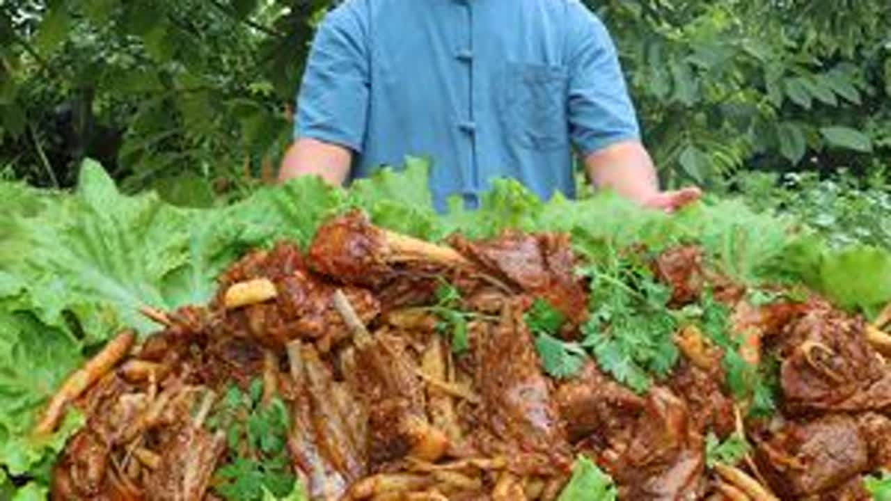 1200买头羊，食叔拿来做“黄焖全羊”，那味道真是绝了