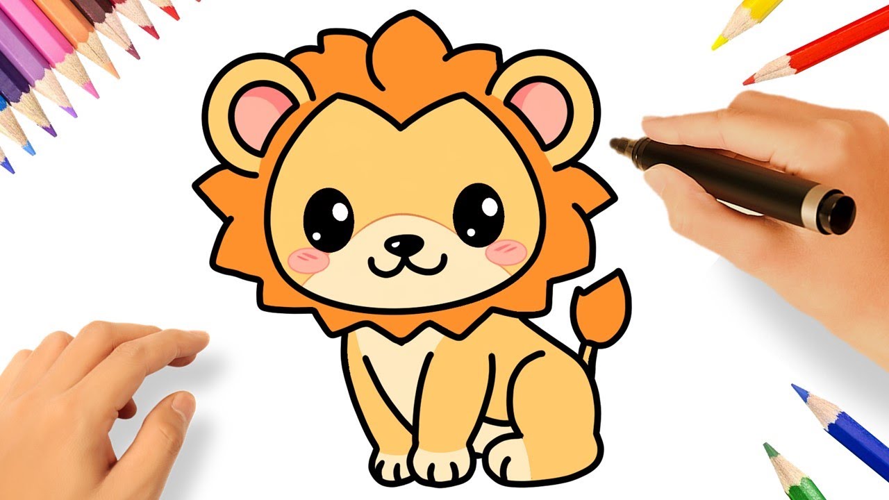 COMO DESENHAR UM LEÃO KAWAII PASSO A PASSO 🦁💗