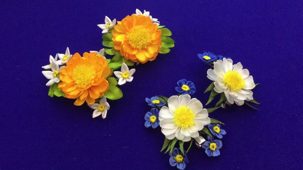 Ribbon flowers:summer's soon/Flores de cintas: el verano llegará pronto/Цветы из лент.Скоро лето