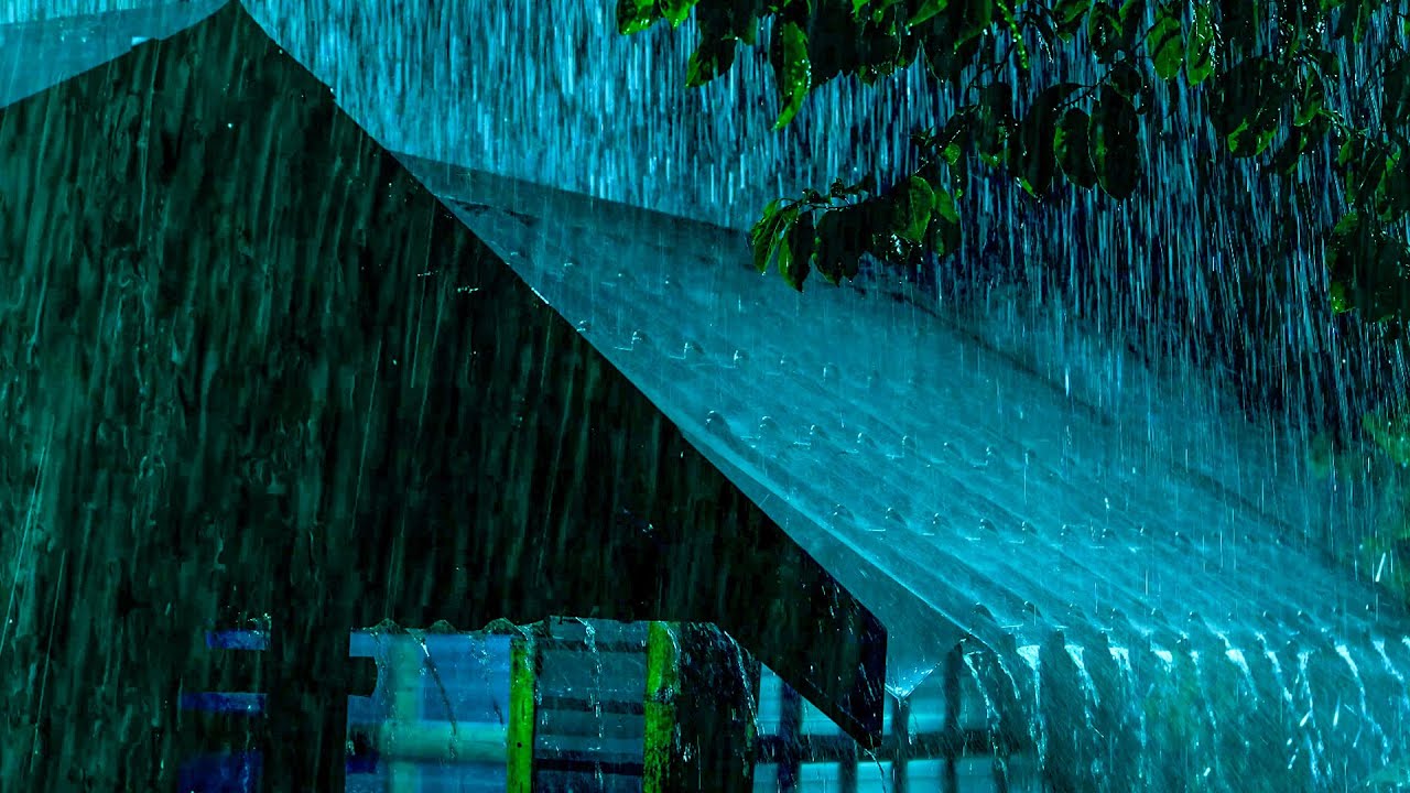 Pounding Rain & Sky-rumbling Thunder on Tin Roof - Rainstorm Sounds for Relaxing or Deep Sleep