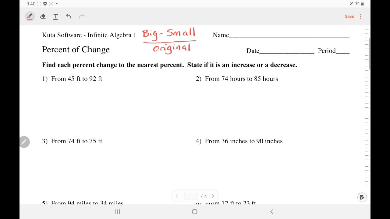 Kuta Software - Algebra 1: Percent of Change | IngWan Steiner