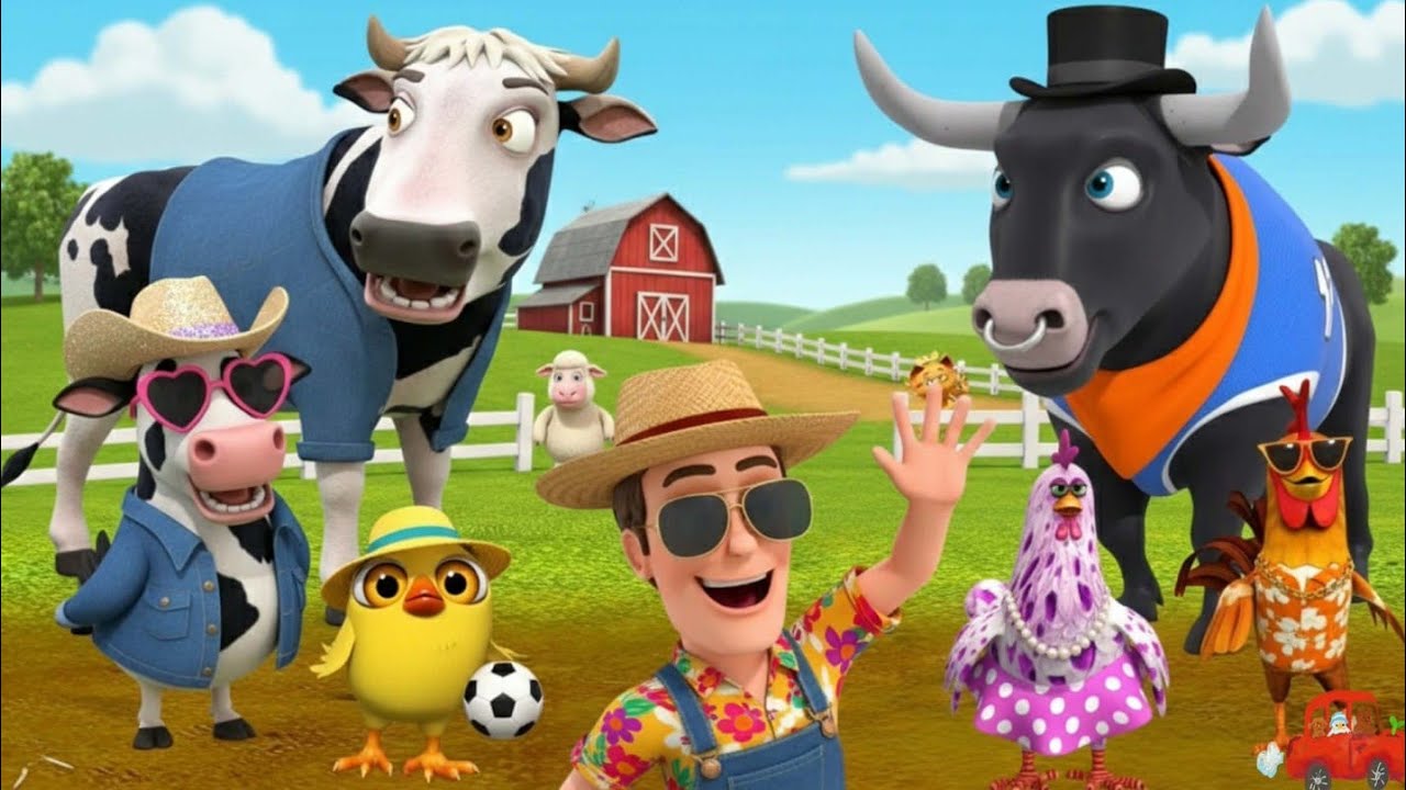 El pollito y el Tractor de la Granja - el Toro yTractor -Escapando del Toro y del Pollito