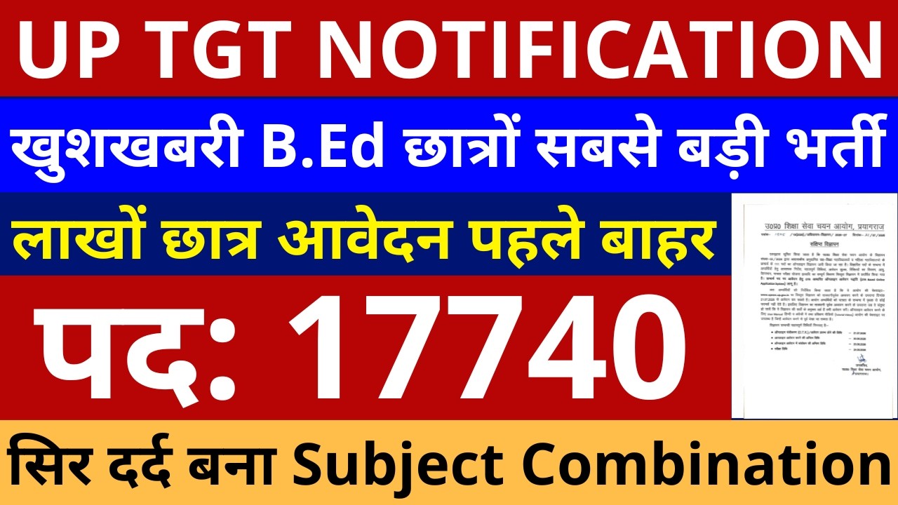 खुशखबरी B.Ed छात्रों सबसे बड़ी भर्ती UP 17740 TGT NOTIFICATION ELIGIBILITY AGE EXAM DATE APPLICATION