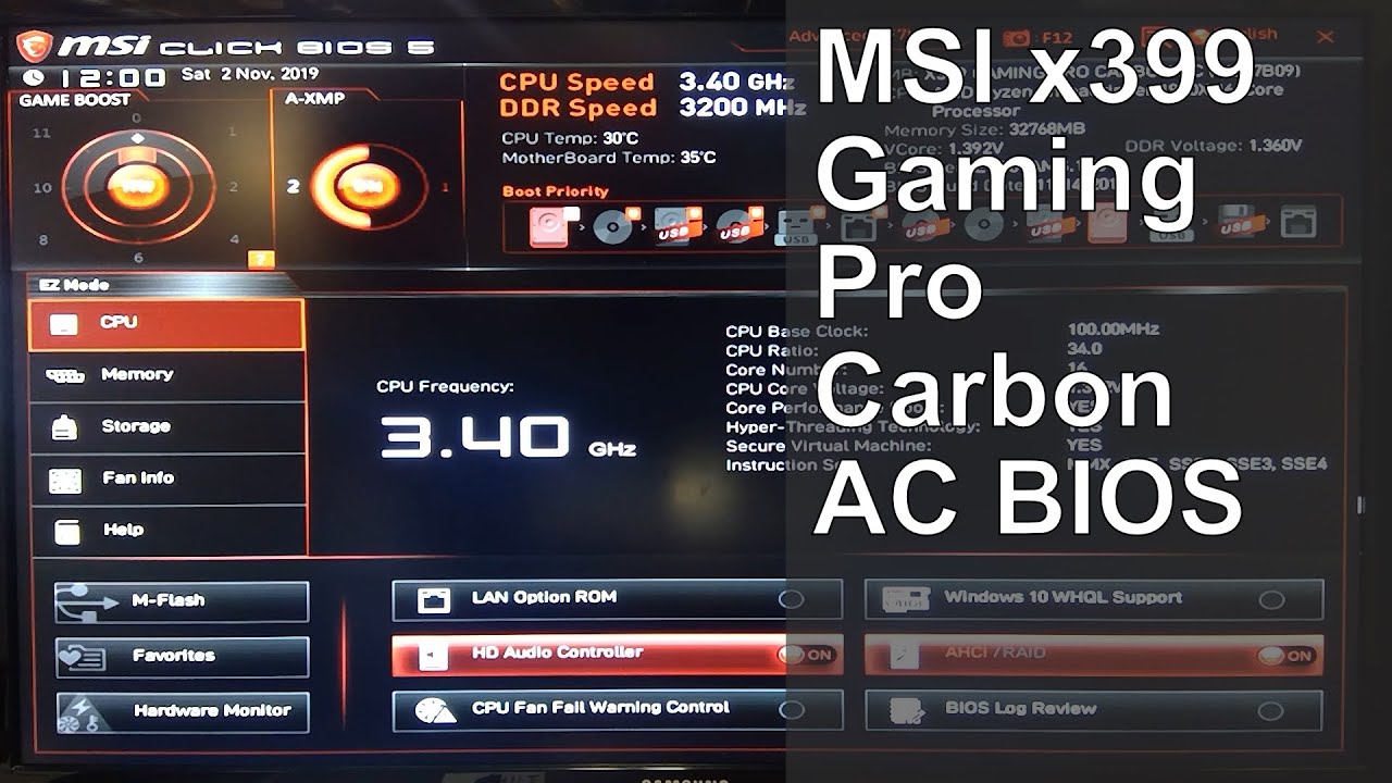 MSI x399 Gaming Pro Carbon AC BIOS