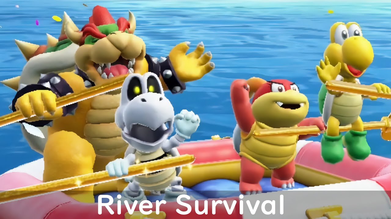 Super Mario Party River Survival Koopa Troopa with Dry Bones  Pom Pom and Bowser