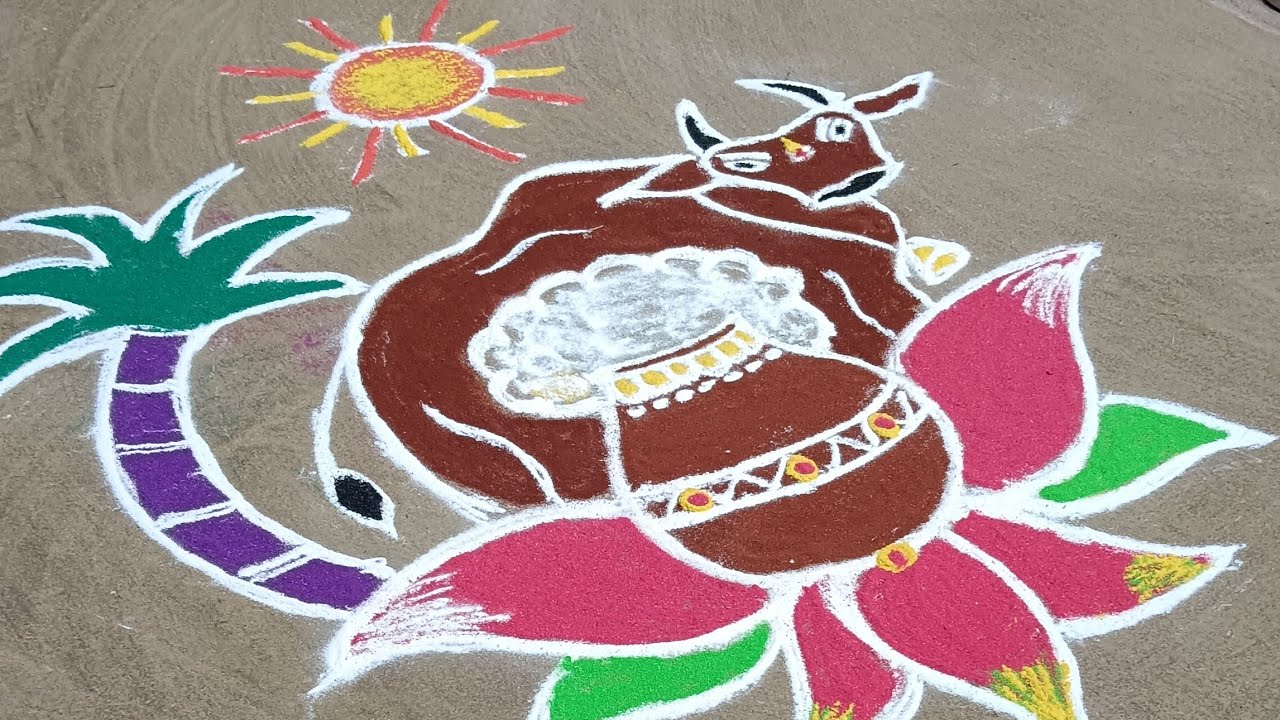 pongal Kolangal designs rangoli easy steps