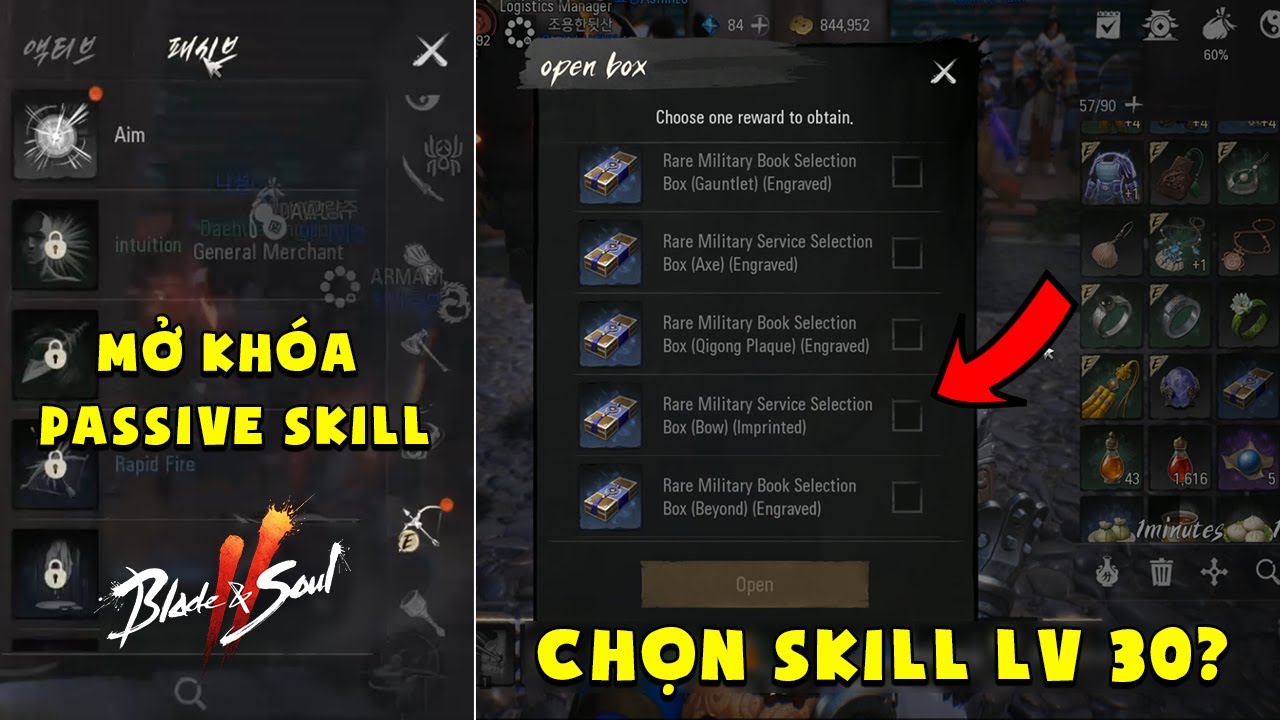 BnS 2 | CÁCH MỞ KHÓA SKILL BỊ ĐỘNG, HƯỚNG DẪN CHỌN SKILL LEVEL 30 VÀ BÍ QUYẾT DÙNG XU MUA TRANG BỊ