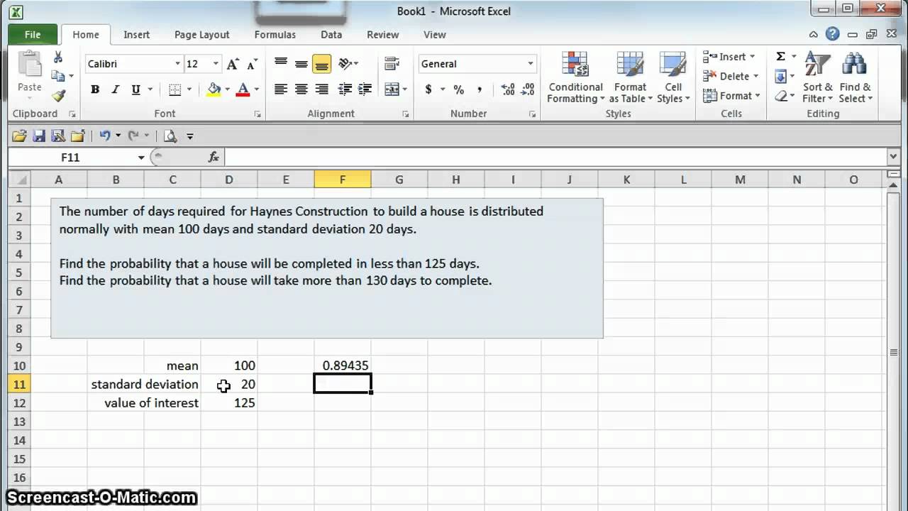 Using NORM.DIST