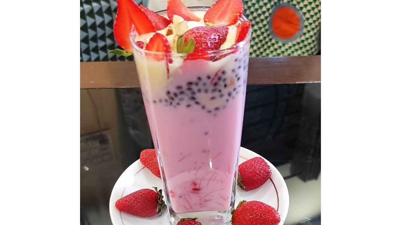 ಸ್ಟ್ರಾಬೆರಿ ಫಾಲೂದ strawberry falooda|falooda recipe😋😍