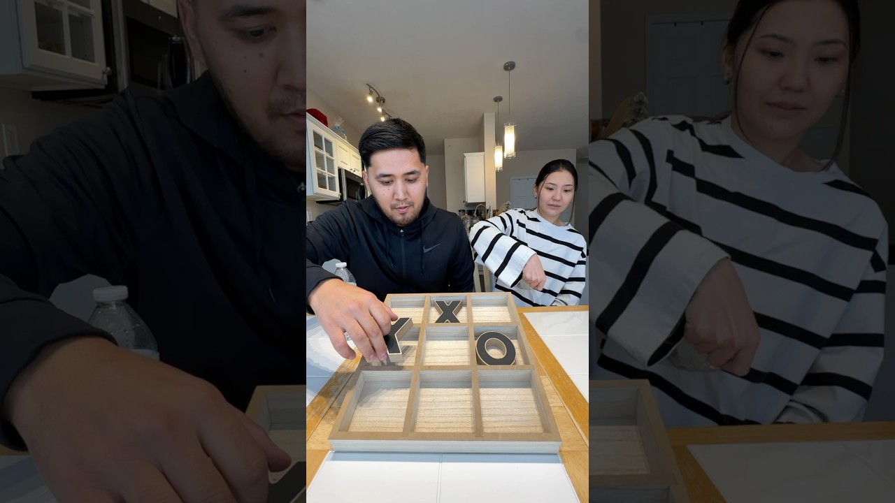 This couple game got intense 😱Flip the bottle ➡️ play Tic Tac Toe