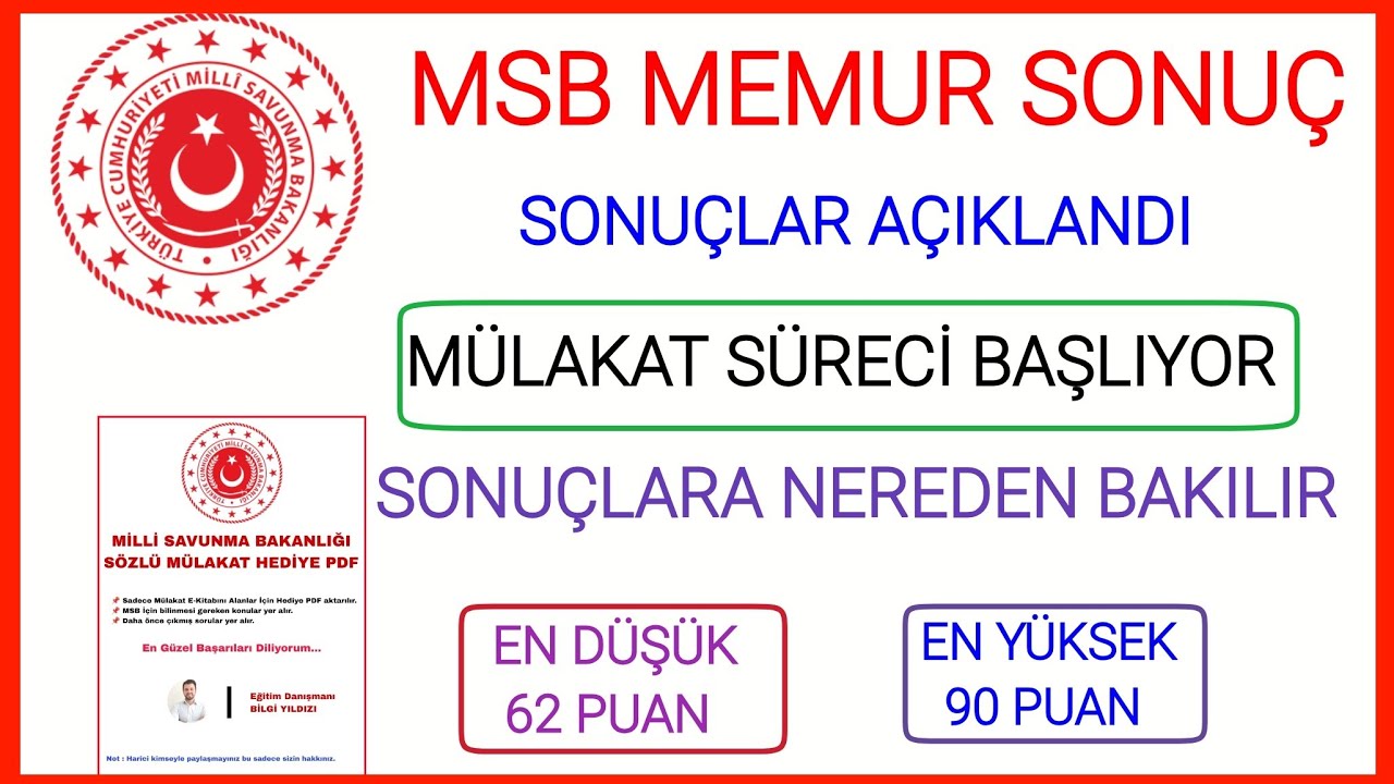 MİLLİ SAVUNMA BAKANLIĞI MEMUR ALIMI SONUÇ DUYURUSU✅MSB SONUÇLARA NASIL BAKILIR MSB MÜLAKAT HAZIRLIĞI
