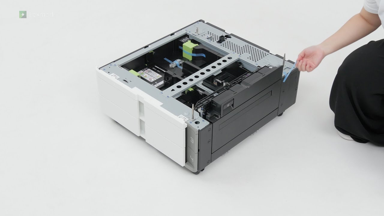 CS963/CX833/CX961/CX962/CX963—Installing the 2x550-sheet tray
