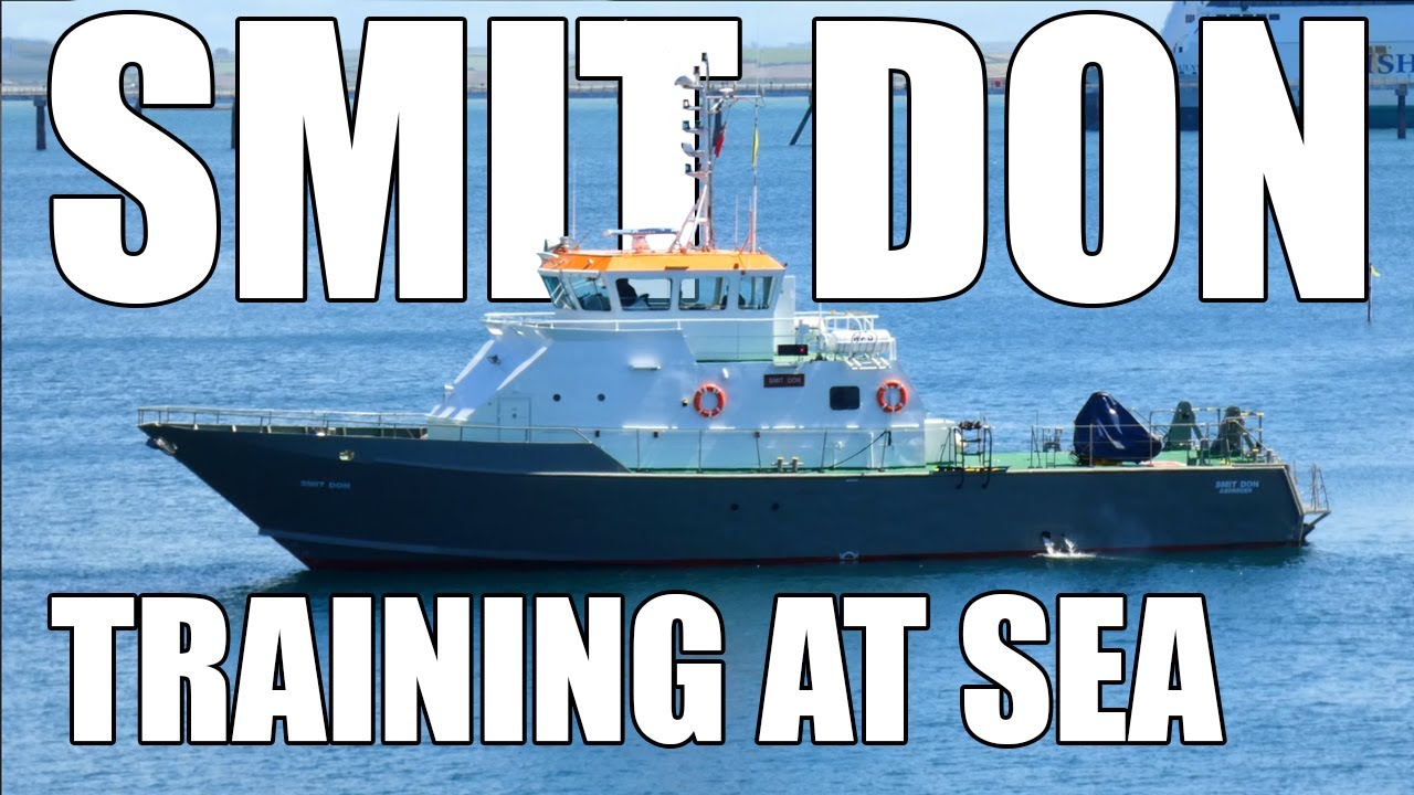 Smit International Vessel, 'Smit Don' Training Helicopter Crew Outside Holyhead Port, North Wales