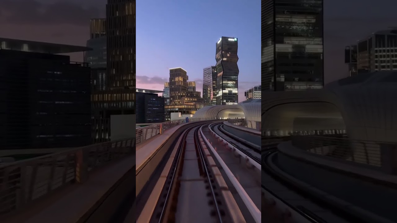 Night View of King Abdullah Financial District from Riyadh Metro 🚆✨ 