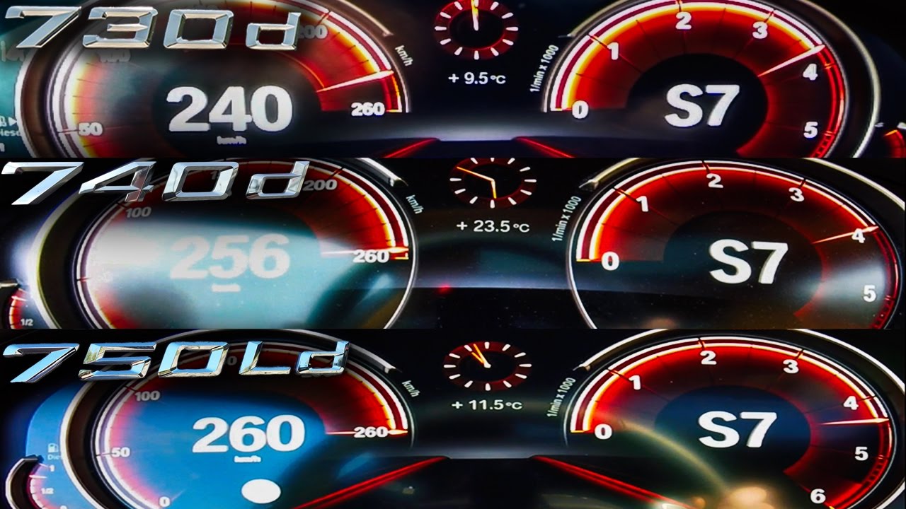 BMW 750d vs 740d vs 730d ACCELERATION & TOP SPEED 0-260 km/h POV AutoBahn Drive