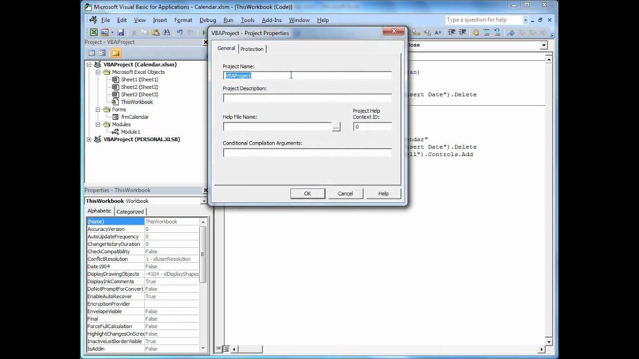 Build a Pop up Calendar for Excel #3