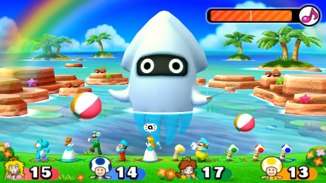 Mario Party Star Rush Toad Scramble - Peach Vs Mario Vs Wario Vs Yoshi (World 3-2)