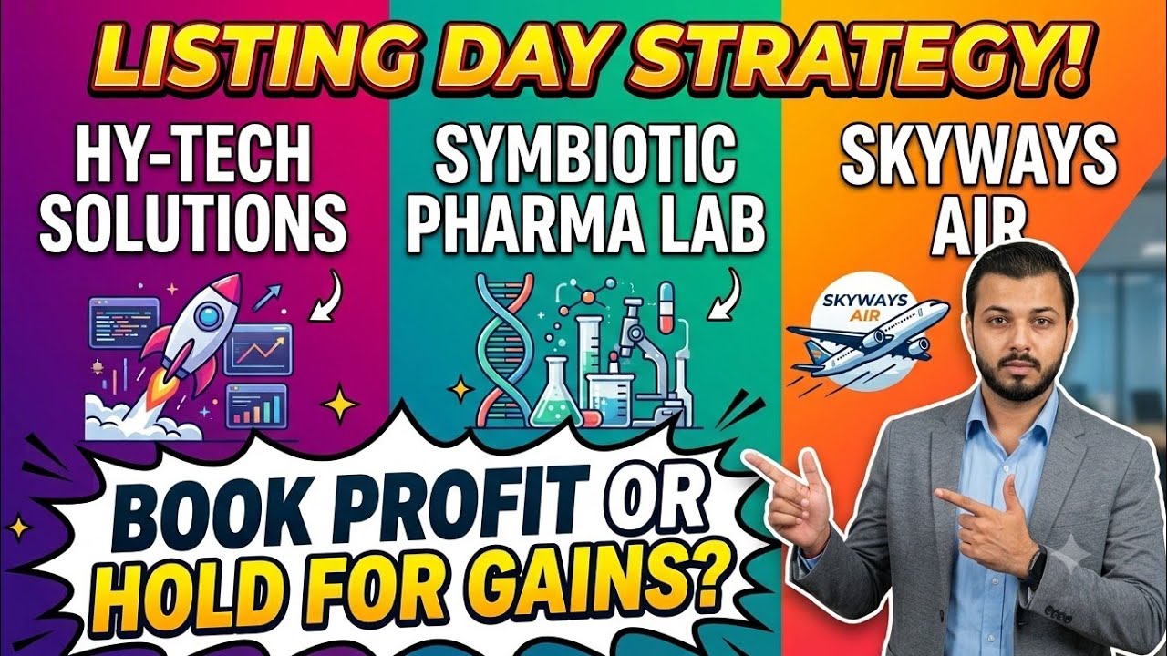 Listing Day Strategy Hytech, Symbiotec Pharmalab and Skyways Air | Latest IPO GMP | ESDS allotment
