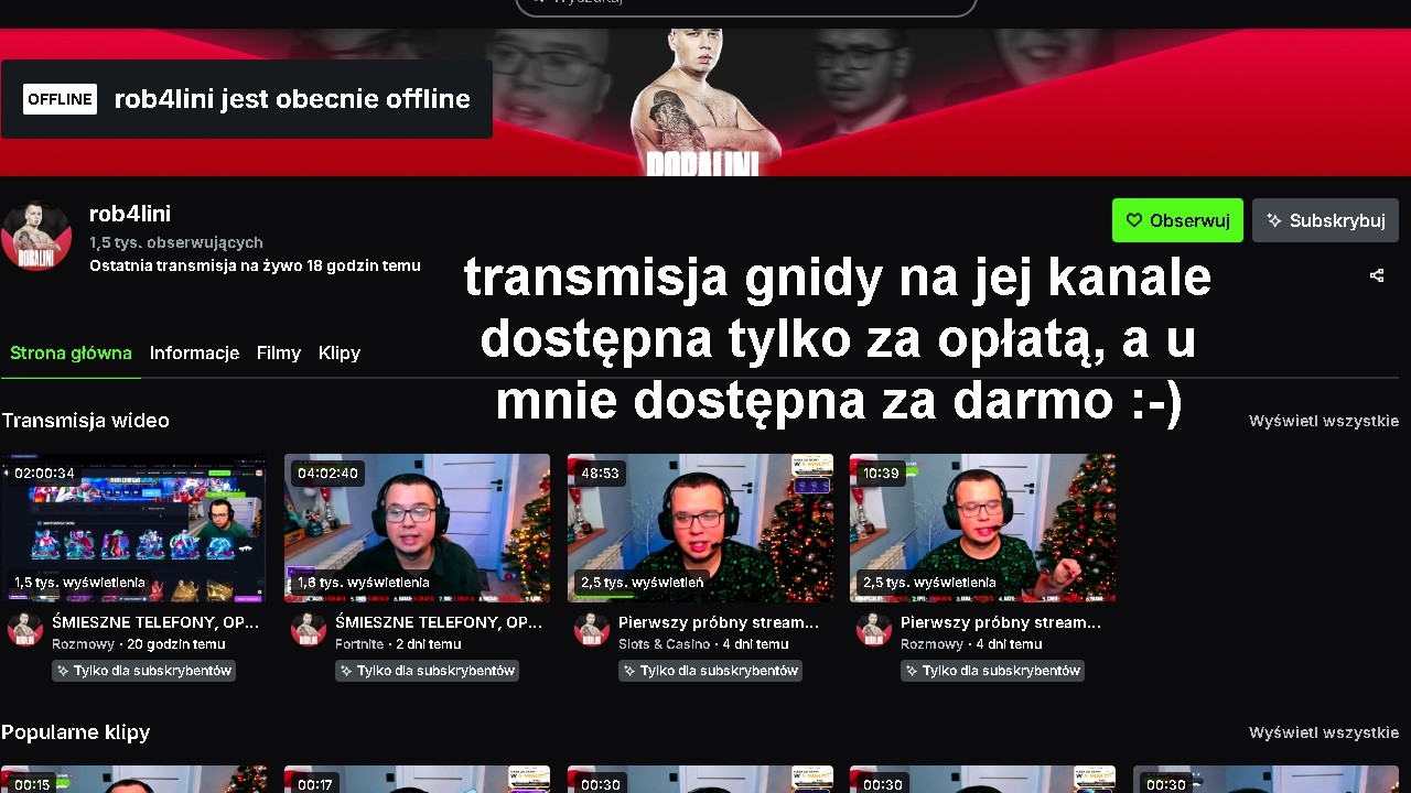 rOBALINI - transmisja z jego kanału z portalu Kick z 10.III.2026 r. - filmik nią będący