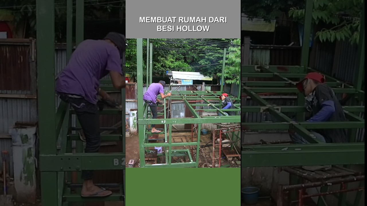 Membuat rumah unik dari besi hollow bisa sampai 3 lantai #videoshort #kontraktor